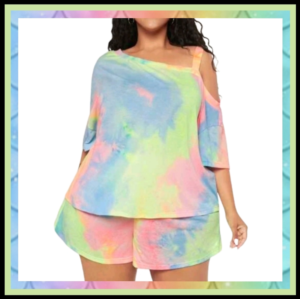 WATERCOLOR ☆ SUPER SOFT ☆ TEE & SHORTS LOUNGE PAJAMA SET ☆ NWT